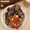 Lindos Pinzas y Ligas para el Cabello de Muñeca Gatito en Color Café, Versátiles Cuerdas de Cabello a Cuadros para Niñas, Dulces Accesorios para el Cabello Estilo Universitario, Mayoreo