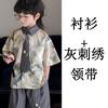 Traje de verano para niños camisa de manga corta versión coreana suelto para bebé pantalones cortos de playa de moda traje ropa para niños una generación de pelo