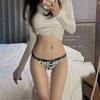 Roupa Íntima Feminina de Seda Gelada Verão Fina Simples Design de Letras Puro Desejo Cintura Baixa Calcinha de Bumbum 2024 Novo