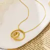 Cadena de suéter de acero inoxidable transfronteriza europea y americana, cadena alta simple para clavícula, colgante irregular dorado, collar de acero de titanio