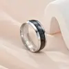 Anillo de Moda Popular Transfronterizo de Acero Inoxidable Personalizado con Adorno Blanco al por Mayor 8mm Esférico Fondo Negro Puntos Blancos