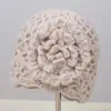 Gorro de Punto de Ganchillo Tejido a Mano de Moda Estilo Coreano Cálido y Cómodo para Otoño e Invierno, Cortavientos y Cálido, Elegante Gorro de Lana