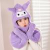 Bufanda, Gorro y Guantes Lindos de Dibujos Animados Kuromi, Tres en Uno para Niños, Bufanda Espesa para Hombres y Mujeres, Cálida y Espesa en Invierno