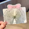 Pinza para el pelo de malla con lazo de mariposa de pedrería para niñas, estilo coreano fresco, pinza de pico de pato lateral para niñas pequeñas