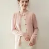Suéter 100% Caxemira Pura para Mulheres, Cardigan Tricotado Versátil com Gola Redonda e Botões, Novo Modelo para Outono e Inverno 2025