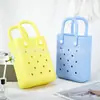 Nova bolsa de gelatina EVA com furos para acessórios DIY, bolsa fofa para férias de verão na praia, bolsa de mão simples para mulheres
