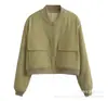 Comércio Exterior Transfronteiriço da Amazon Nova Roupa Feminina Outono e Inverno Bolso Americano Curta Solta Gola Alta Solta Jaqueta Jaqueta
