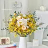 Ramo de Flores Secas Hojas de Eucalipto Rosa Eterna Flor Real Hortensia Hierba de Cristal Decoración del Hogar Adorno para Dormitorio Gypsophila
