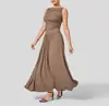Todas as Cores e Tamanhos Novo Estilo Francês Aperta Cintura Emagrecedor Sem Mangas Cor Sólida Vestido Regata para Usar por Baixo por Yujie