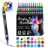 Marcadores Acrílicos Amazon de Ponta Dupla para Estudantes, Marcadores de Tinta Coloridos à Prova d'Água para Graffiti em Cerâmica DIY, Em Estoque