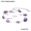 Estilo boêmio irregular roxo pedra natural pulseira clavícula colar de aço inoxidável vintage luz terno de luxo mulheres