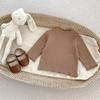 Ins Primavera y Otoño Bebé Niña Color Puro Cuello Alto Medio Camiseta Interior Niñas Versátil Hongo Manga Larga Camiseta Base Top