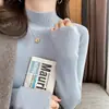 Tricô de Lã Feminino Outono Novo Gola Alta Meia Camisa Base Outono e Inverno Estilo Versátil Manga Longa Top Interno Slim Fit