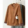 100kg Tallas Grandes Otoño Nuevo Estilo Coreano Elegante Chaqueta de Gamuza Chaqueta Vintage Top para Mujer 0967