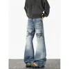 Jeans de Diseño de Nicho Estilo Americano Transfronterizos con Estampado de Letras para Hombres y Mujeres, Marca de Moda Holgados Adelgazantes Casuales de Pierna Recta