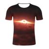 Amazon comercio exterior nueva pareja con camiseta de talla grande agujero negro impresión digital cuello redondo camiseta de hombre para mapa se puede configurar