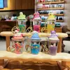 Llavero Creativo de Sanrio de Té de Burbujas con Cuentas Infundidas en Aceite, Botella Linda de Arena Líquida de Dibujos Animados, Colgante para Bolso de Niña Regalo