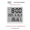Medidor de Temperatura e Umidade de Alta Precisão com Tempo Interno Doméstico Magnético Embutido Multifuncional Tela Grande Medidor de Temperatura e Umidade