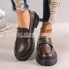 Mocasines de talla grande para otoño 2026 transfronterizos, zapatos casuales de estilo británico para mujer, tacón grueso, suela gruesa, zapatos vintage para mujer