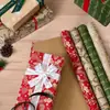 Papel de Regalo Navideño Tamaño Grande Ecológico Papel Kraft Amarillo Papel de Regalo Navideño Cuadros Rojos Cabeza de Reno Patrón de Copo de Nieve