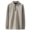 [Lana] Suéter grueso y cálido para hombre, con media cremallera, cuello alto, forro de polar, para otoño e invierno, adecuado como capa base