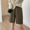 Pantalones cortos de cuero PU para mujer, otoño e invierno, corte A, cintura alta, adelgazantes, holgados, de pierna ancha, ropa exterior, pantalones cortos casuales versátiles