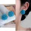 Pendientes Tejidos de Flor Azul con Perlas Exquisitas de Lujo Ligero para Mujer, Moda Pequeña Fresca Elegante Nicho Joyería para Orejas de Gama Alta