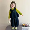 Conjunto Jeans Infantil para Meninas Estilo Primavera e Outono 2026 Nova Moda Colete Fashion para Bebês Roupas de Outono Conjunto de Três Peças Estilo Coreano para Crianças