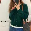 Cardigan de Lã Pura 100% Corte Australiano Novo 2026 para Mulheres, Gola Redonda Curta, Caimento Solto, Suéter Versátil, Tricô de Caxemira