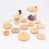 Tapa de Taza de Madera de Haya Natural, Tapa de Frasco de Almacenamiento Hermético de Madera Maciza, Tapa de Frasco Creativa de Madera Maciza con Sello de Anillo de Silicona, Personalización