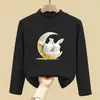 Camiseta Interior Térmica Suave de Media Altura para Niños de Primavera y Otoño, Top de Manga Larga Estampado para Niñas de Otoño e Invierno, Top Cálido de Moda