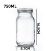 Garrafa de vidro quadrada redonda transparente de 500ml pote de armazenamento selado espessado Caneca Mason Garrafa de geleia garrafa de mel com tampa 16oz