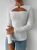 Amazon Transfronterizo Ropa de Mujer Estilo Sencillo y Elegante Camiseta Moda Primavera y Verano Versátil Ropa de Trabajo Top de Manga Larga con Calado de Encaje