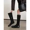 Primeiro Encontro Botas Elásticas Ji Femininas com Aumento Interno de Altura Emagrecedoras para Pessoas Baixas Botas Longas Estilo Feminino Outono e Inverno Botas Altas Emagrecedoras