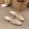 Zapatillas Cerradas de Malla Bordada Estilo Francés para Mujer, Sandalias Planas Mary Jane de Verano Estilo Hada con Correa de Perlas