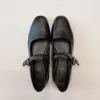 Elegantes zapatos Mary Jane de cuero genuino para mujer, con suela blanda de borrego, una sola correa con hebilla, corte bajo, zapatos pequeños de cuero con suela plana