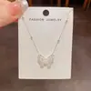 Moda Japonesa e Coreana Simples Prata Grossa Zircônia Borboleta Vazada Colar Exquisito Leve Luxo Versátil Alta Qualidade Super Brilhante Corrente para Clavícula