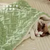 Manta para mascotas, engrosada para otoño e invierno, proporciona calidez y es adecuada para gatos y perros; forro polar de doble capa, anti-desprendimiento y antiestático; se puede usar como colchoneta para dormir o como manta