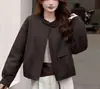 Jaqueta Corta Vento de Algodão com Zíper Moda Japonesa Coreana Feminina 2026 Outono Inverno Novo Estilo Petite Cor Sólida Roupa de Trabalho Versátil Top