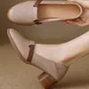 Zapatos planos retro estilo francés de punta fina, cuero suave, suela blanda, nuevos mocasines para mujer, tacón grueso, versátiles para el trabajo, zapatos de mamá