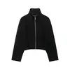 Ropa europea y americana transfronteriza para mujer ZA AliExpress súper ventas popular chaqueta de color liso con cremallera y cuello alto