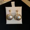 Pendientes de Perla Redondos Geométricos con Tachuelas de Diamante Color Plata, Lujo Ligero, Gama Alta, Exquisitos, Elegantes, Versátiles para Mujer