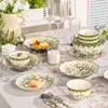 Conjunto de Tigela e Prato de Cerâmica Jasmim Polonês para Uso Doméstico, Tigela de Cerâmica Cor Creme Fresco, Hashis e Conjunto de Louças