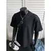 Camiseta de Hombre con Parches Rayados, Corte Regular en el Hombro Abierto, Moda de Verano High Street Europea y Americana, Camiseta de Cuello Pequeño de Manga Corta
