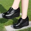 Zapatos de tacón de cuña de corte profundo para mujer, punta redonda, con cordones, suela gruesa, cómodos, suela blanda, tacones altos, para madres, Novedad Otoño 2026