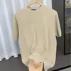 Camiseta de Verano para Hombre Estilo Old Money, Hombro Recto, Tejida, Manga Corta, Raya Vertical, Puño, para Fitness, Viajes al Trabajo y Uso Casual