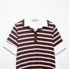 Camisa Polo Listrada Patchwork Moda Tendência Casual Versátil Quente Vendida na Aliexpress Estilo Europeu e Americano