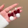 Pendientes rojos de Año Nuevo para mujer, otoño e invierno, con lazo, con clip para las orejas, nuevos pendientes de perla de Año Nuevo 2024
