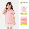 Chaleco Dudu Baby con Cuello Polo Conjunto de Verano Camiseta sin Mangas para Niños Top sin Mangas para Niñas Ropa Delgada para Niños