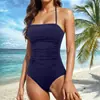 Fornecimento exclusivo transfronteiriço para Amazon e AliExpress: Novo maiô feminino de peça única com estampa e gola halter, estilo biquíni europeu e americano